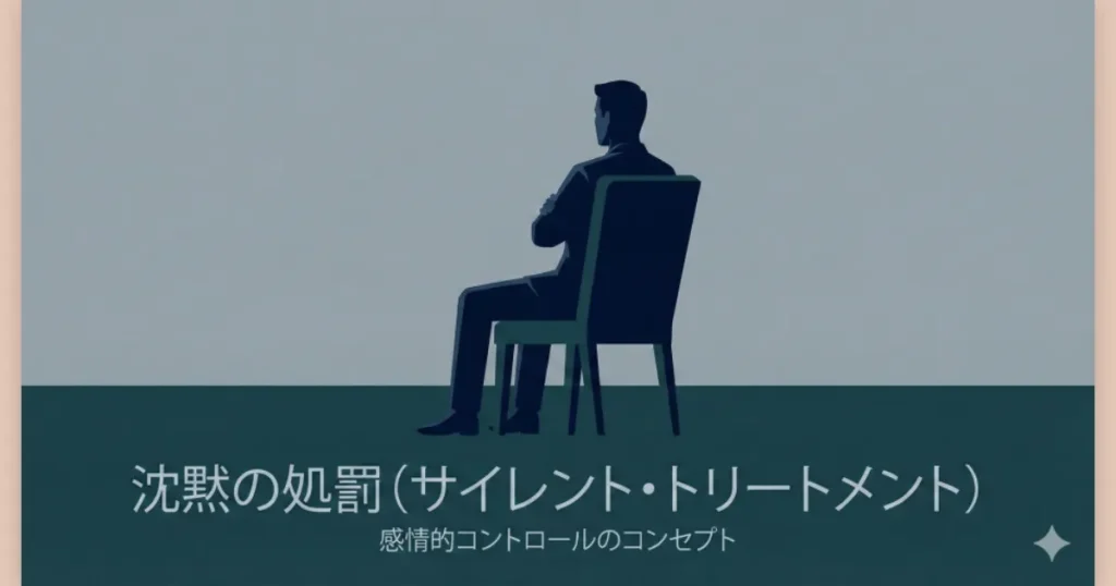 冷たい視線でわざと無視をし、相手をコントロールしようとするモラハラ気質の夫のシルエット