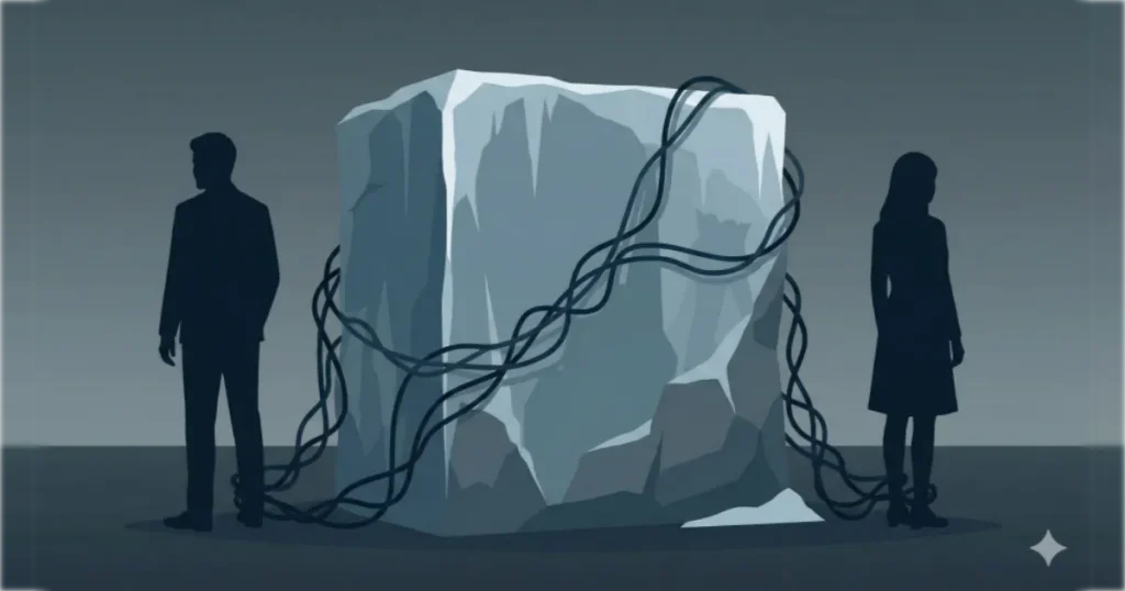 する側の未熟さや傷つきやすさがあっても、沈黙で相手を傷つけてよい理由にはならないという線引きを示すイメージ