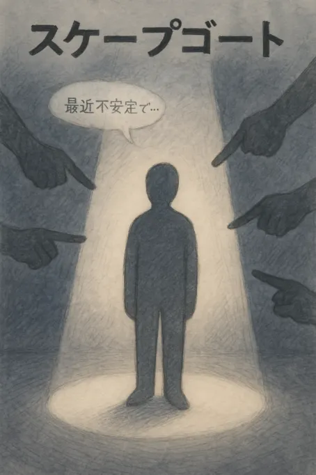 周囲からのラベリングで一人だけ照らされる人物