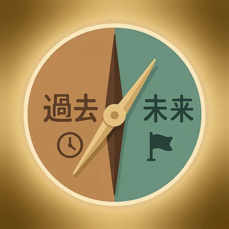 過去と未来を指す二つのコンパス
