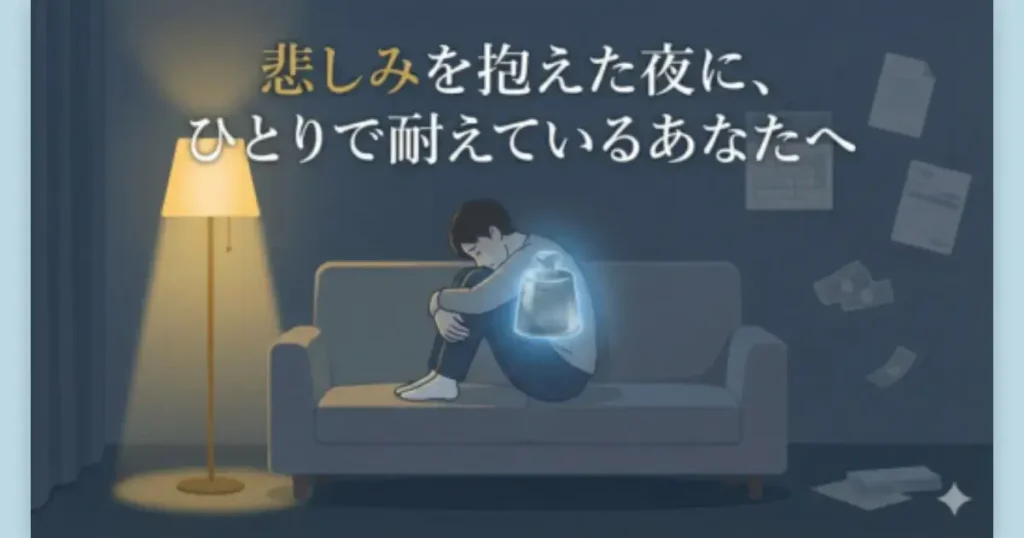 離婚を告げられた夜の重さに耐えながら一人で涙をこらえる人のイメージ