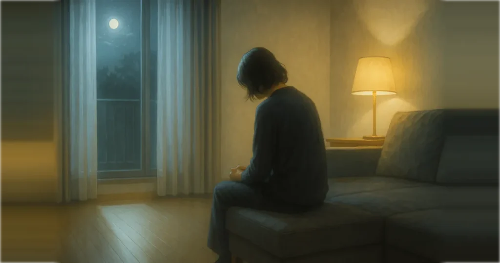 夫婦関係の危機に直面し、孤独の中で修復の希望を模索する人物の後ろ姿