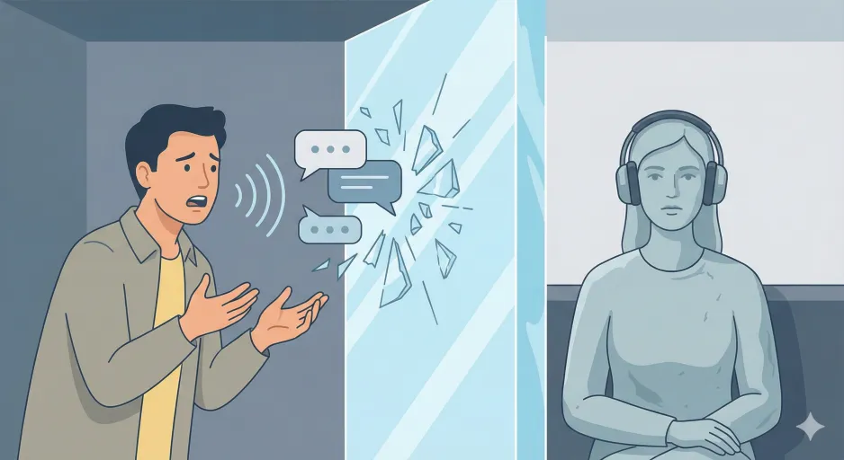 話しかけても無視され、言葉が届かないサイレントトリートメント（石壁）のイラスト