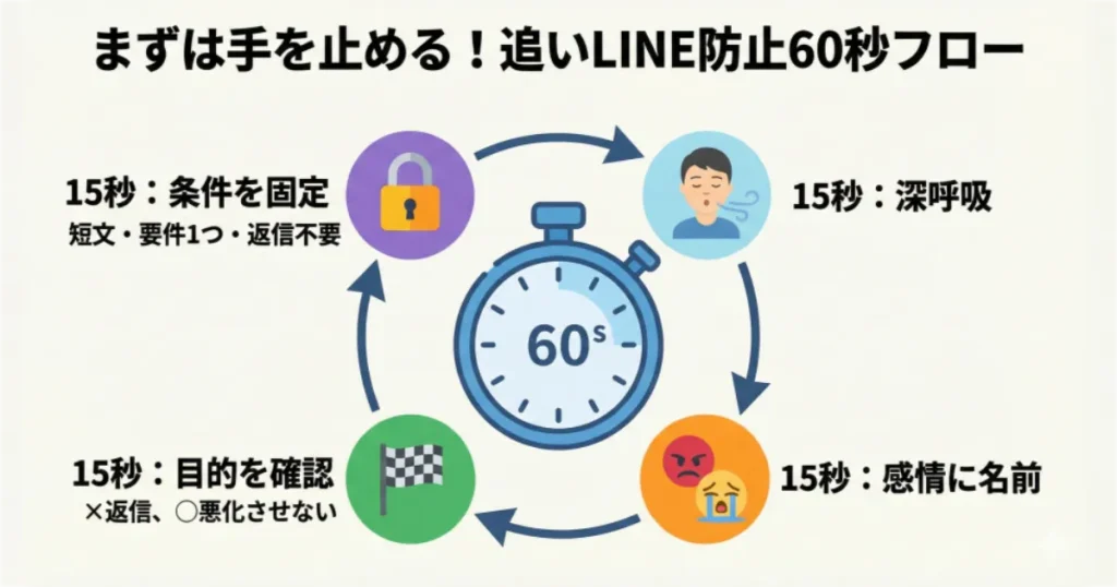 追いLINEをしたくなった時の60秒衝動ストップ4ステップ手順
