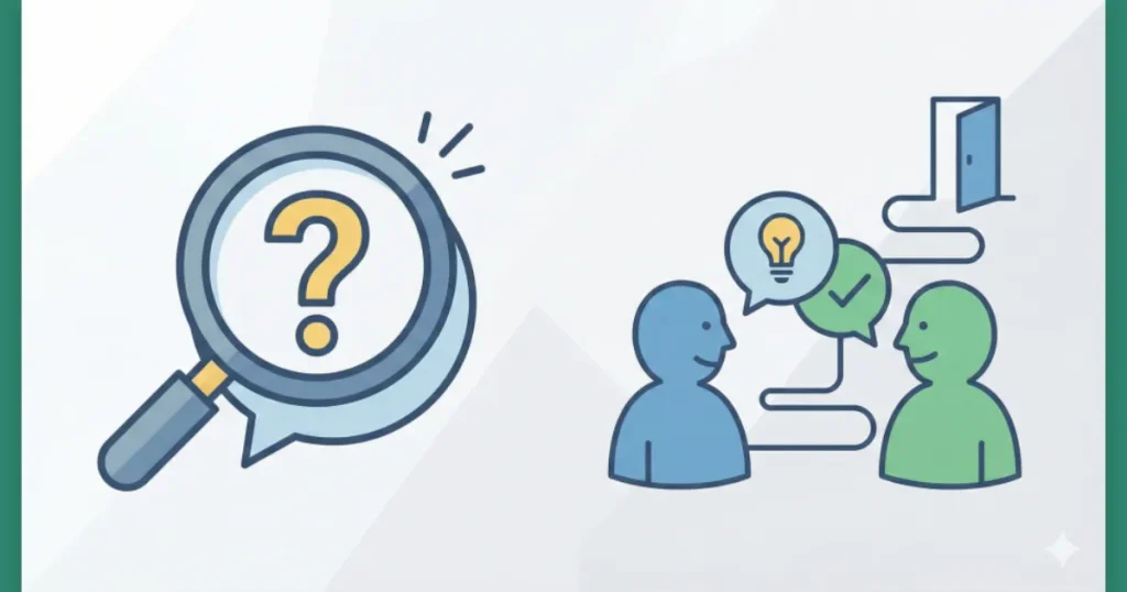 部屋にこもる夫への対応に関するよくある質問(FAQ)と回答のイメージイラスト。