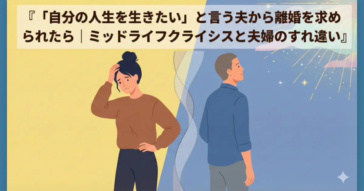 「自分の人生を生きたい」と言う夫から離婚を求められたら｜ミッドライフクライシスと夫婦のすれ違い