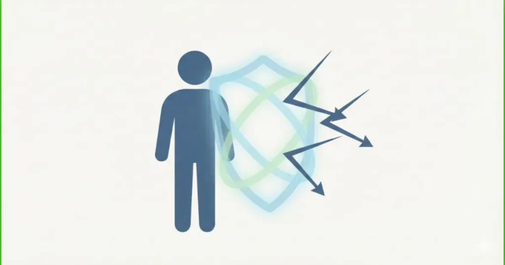 指摘の痛みから心を守るために無意識に作動する防衛本能(シールド)のイメージ