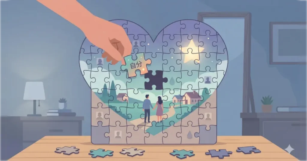 自分だけが特別な存在でありたいと願う独占欲を表現したパズルのイラスト。