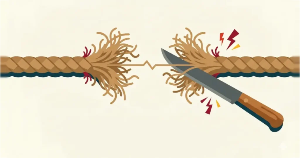 繰り返される非難や離婚の言葉によって関係が摩耗していく様子を表現したイラスト。