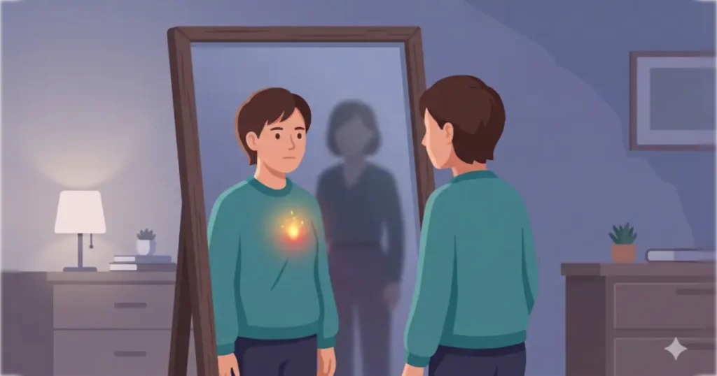 相手の過去によって自分の痛みが刺激される様子を表現したイラスト。